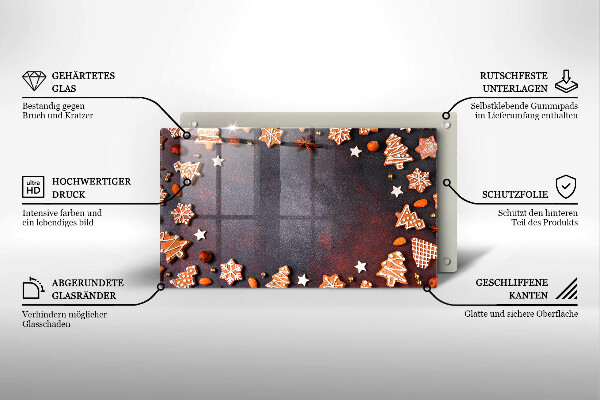 Skleněná deska do kuchyně Perníkové vánoce