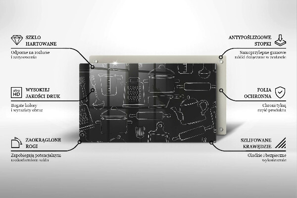 Skleněná deska do kuchyně Kreslené kuchyňské doplňky