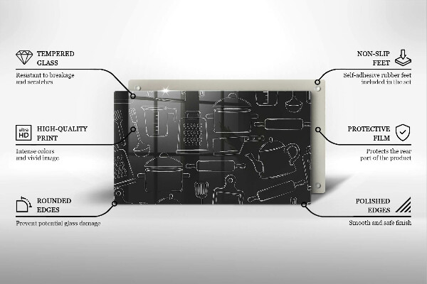 Skleněná deska do kuchyně Kreslené kuchyňské doplňky