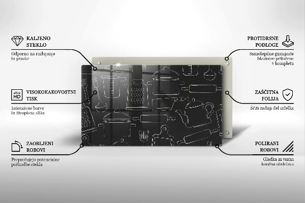 Skleněná deska do kuchyně Kreslené kuchyňské doplňky