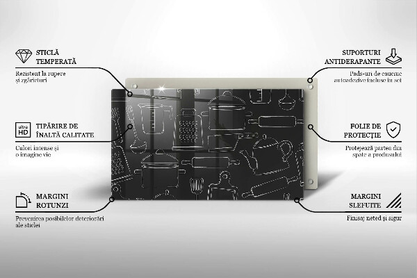 Skleněná deska do kuchyně Kreslené kuchyňské doplňky