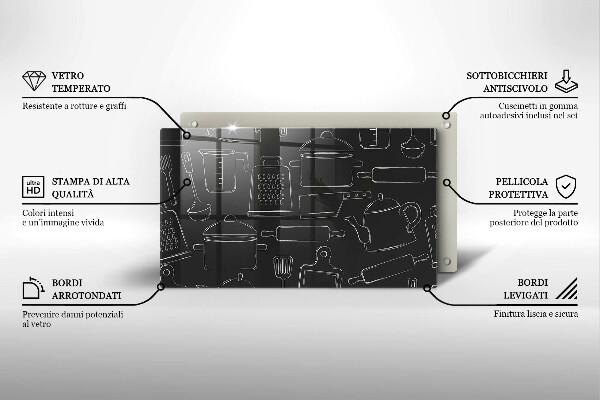 Skleněná deska do kuchyně Kreslené kuchyňské doplňky