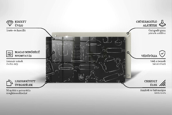 Skleněná deska do kuchyně Kreslené kuchyňské doplňky