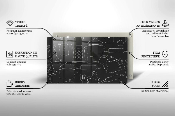 Skleněná deska do kuchyně Kreslené kuchyňské doplňky