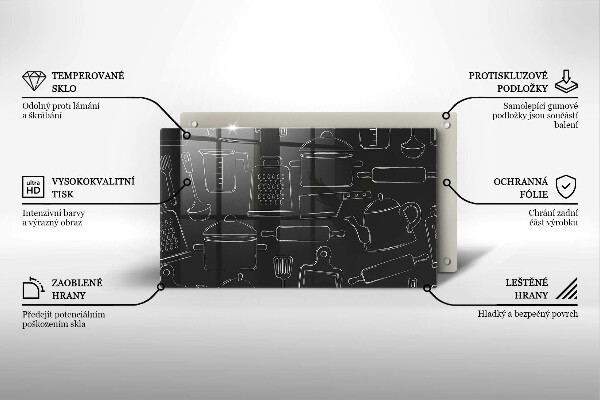 Skleněná deska do kuchyně Kreslené kuchyňské doplňky