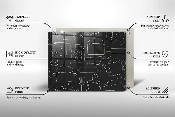 Skleněná deska do kuchyně Kreslené kuchyňské doplňky