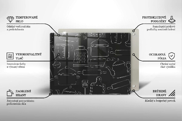 Skleněná deska do kuchyně Kreslené kuchyňské doplňky