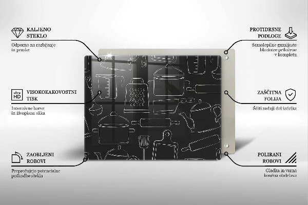 Skleněná deska do kuchyně Kreslené kuchyňské doplňky