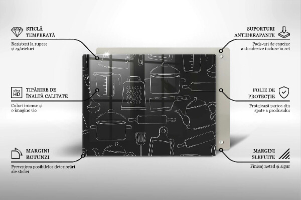 Skleněná deska do kuchyně Kreslené kuchyňské doplňky