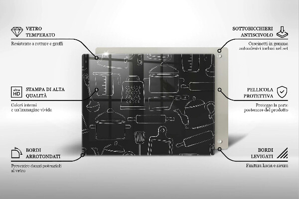Skleněná deska do kuchyně Kreslené kuchyňské doplňky