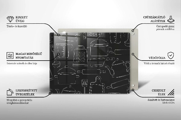 Skleněná deska do kuchyně Kreslené kuchyňské doplňky