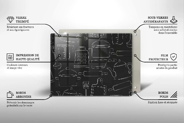 Skleněná deska do kuchyně Kreslené kuchyňské doplňky