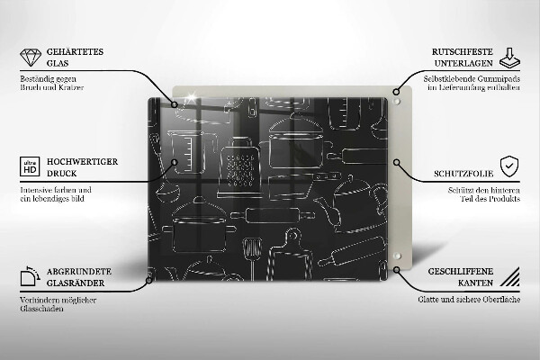 Skleněná deska do kuchyně Kreslené kuchyňské doplňky