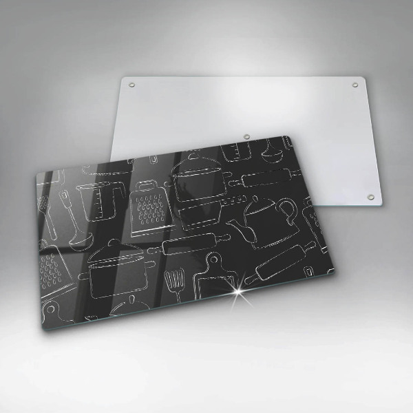 Skleněná deska do kuchyně Kreslené kuchyňské doplňky