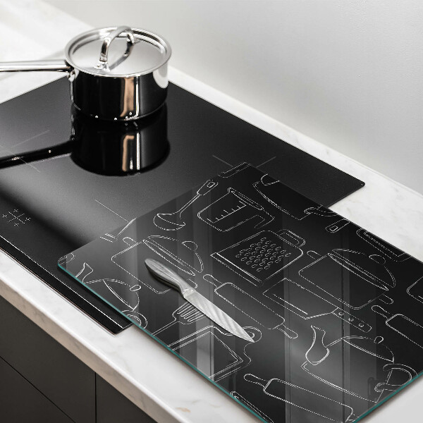 Skleněná deska do kuchyně Kreslené kuchyňské doplňky