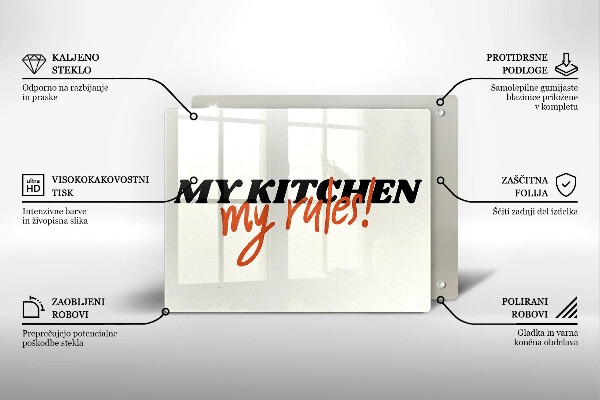 Skleněná deska do kuchyně My kitchen my rules