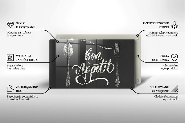 Skleněná deska do kuchyně Bon appetit nápis