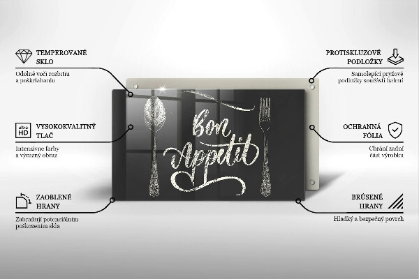 Skleněná deska do kuchyně Bon appetit nápis