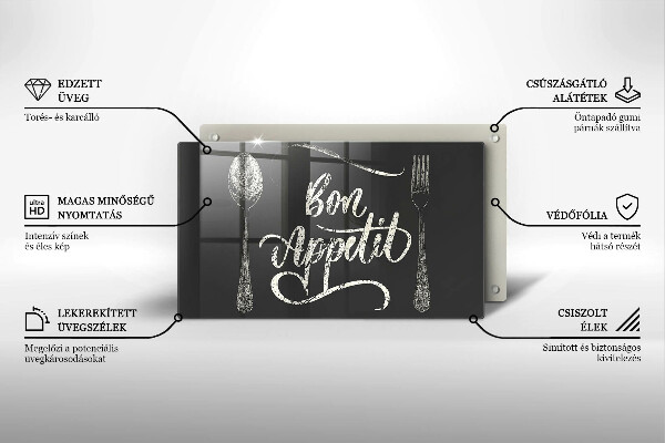 Skleněná deska do kuchyně Bon appetit nápis