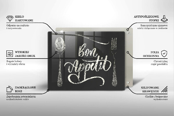 Skleněná deska do kuchyně Bon appetit nápis