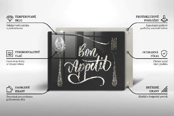 Skleněná deska do kuchyně Bon appetit nápis