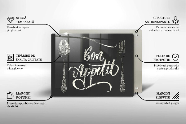 Skleněná deska do kuchyně Bon appetit nápis