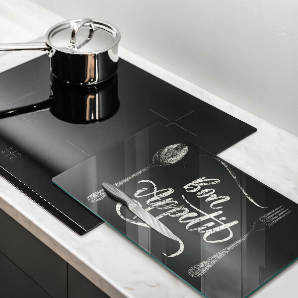 Skleněná deska do kuchyně Bon appetit nápis