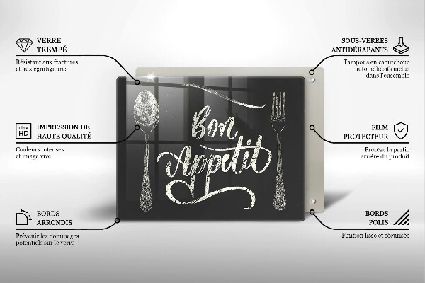Skleněná deska do kuchyně Bon appetit nápis