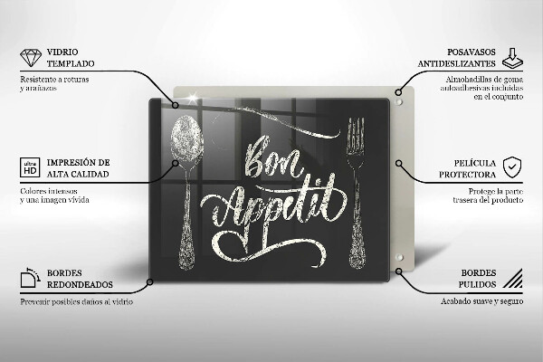 Skleněná deska do kuchyně Bon appetit nápis