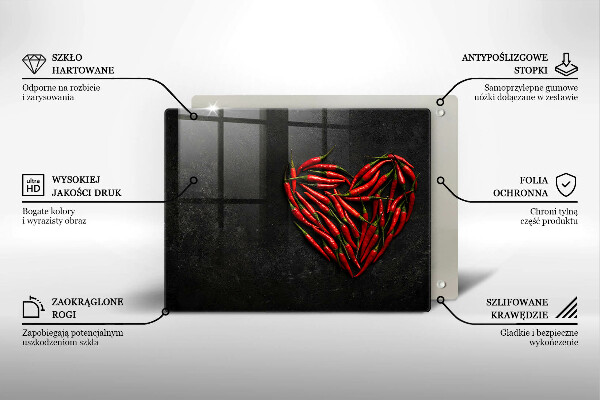 Krájecí prkénko skleněné Chilli paprička srdce