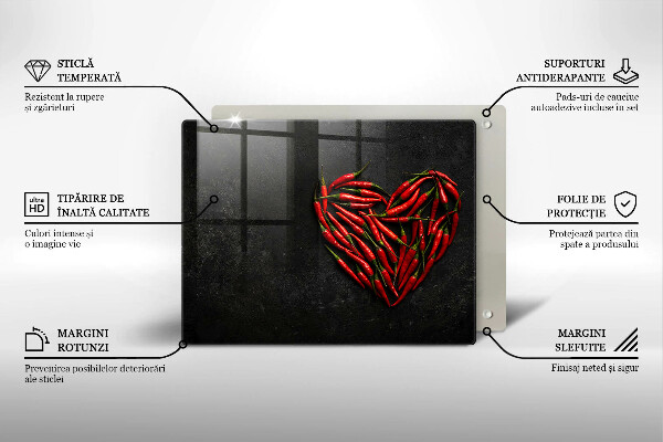 Krájecí prkénko skleněné Chilli paprička srdce