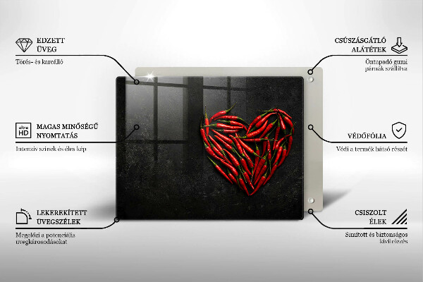 Krájecí prkénko skleněné Chilli paprička srdce