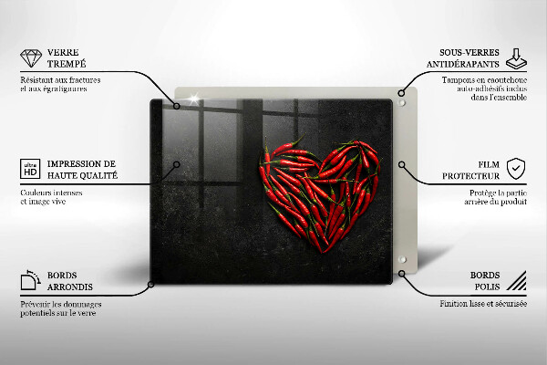 Krájecí prkénko skleněné Chilli paprička srdce