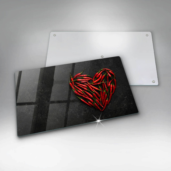 Krájecí prkénko skleněné Chilli paprička srdce