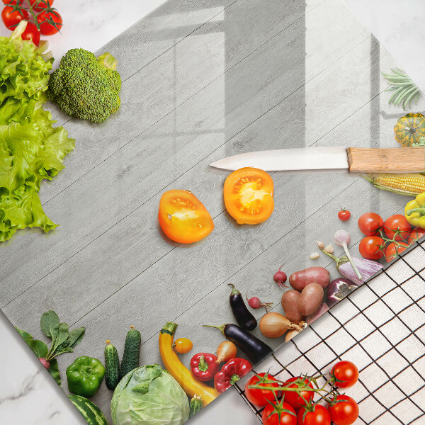 Krájecí prkénko skleněné Zelenina na prknech