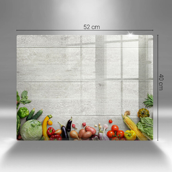 Krájecí prkénko skleněné Zelenina na prknech