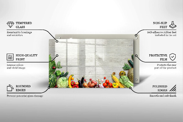 Krájecí prkénko skleněné Zelenina na prknech