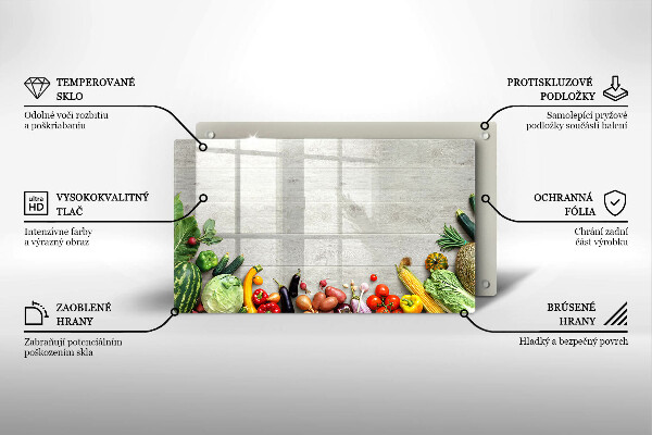 Krájecí prkénko skleněné Zelenina na prknech