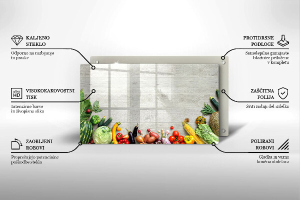 Krájecí prkénko skleněné Zelenina na prknech