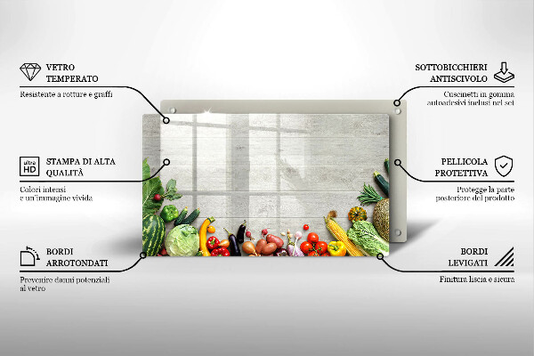 Krájecí prkénko skleněné Zelenina na prknech