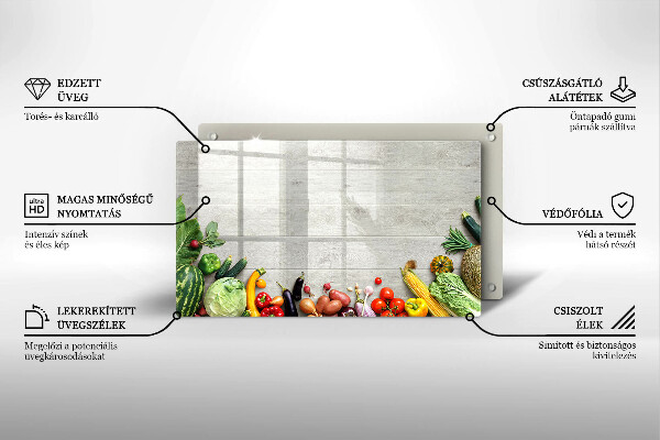 Krájecí prkénko skleněné Zelenina na prknech