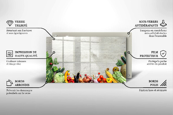 Krájecí prkénko skleněné Zelenina na prknech