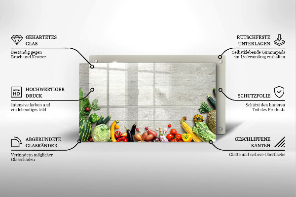 Krájecí prkénko skleněné Zelenina na prknech