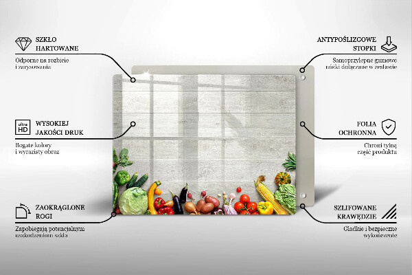 Krájecí prkénko skleněné Zelenina na prknech