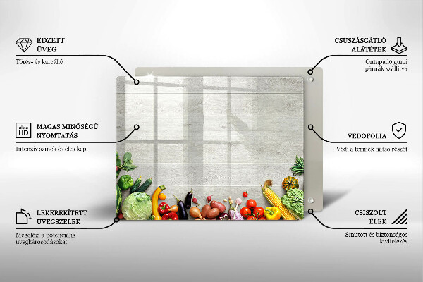 Krájecí prkénko skleněné Zelenina na prknech