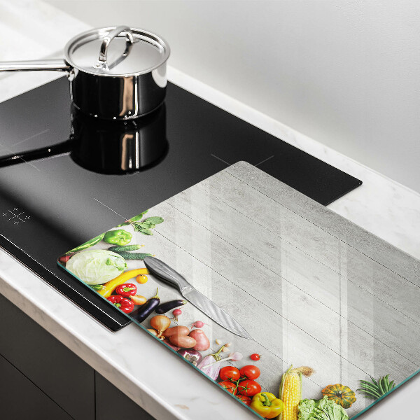 Krájecí prkénko skleněné Zelenina na prknech