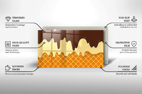 Krájecí prkénko skleněné Ilustrace kornoutu zmrzliny