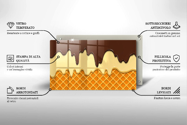 Krájecí prkénko skleněné Ilustrace kornoutu zmrzliny