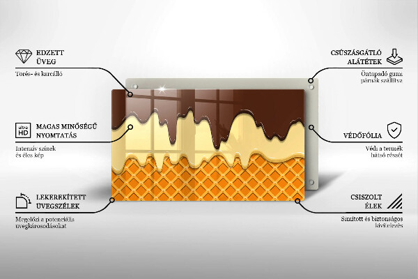 Krájecí prkénko skleněné Ilustrace kornoutu zmrzliny