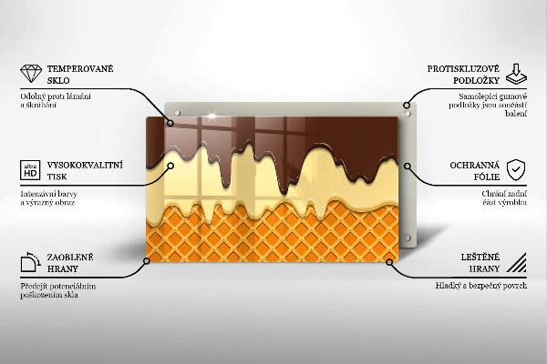 Krájecí prkénko skleněné Ilustrace kornoutu zmrzliny